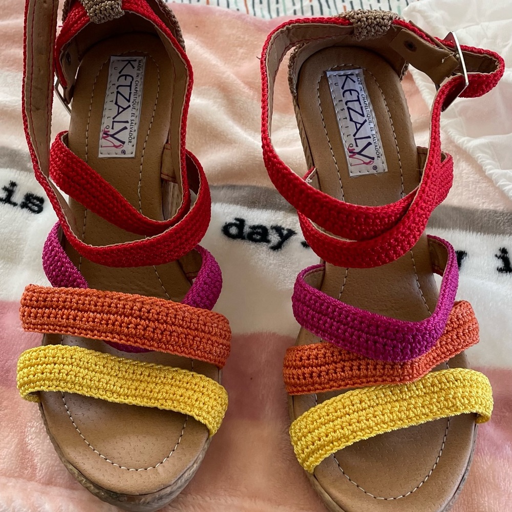 Hand braided macrame colorful sandals